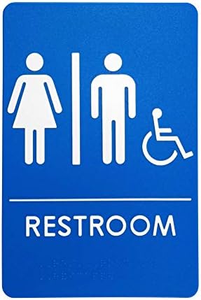 תוצרת ארהב | שלט השירותים של Handicap Unisex, שלט דלת אמבטיה תואם ADA למשרדים, עסקים ומסעדות - | 3 חבילות